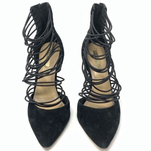 BCBGeneration Caliko Suede Back Zipper Strappy Cage Shoes - Picture 2 of 15